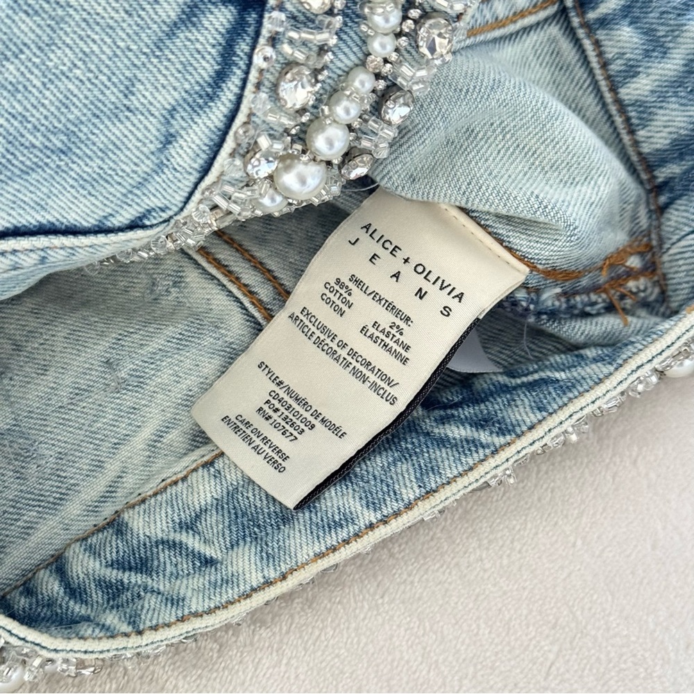 NWOT! Alice + Olivia Nelson Embellished Denim Jacket, Size XS - Picture 6 of 17